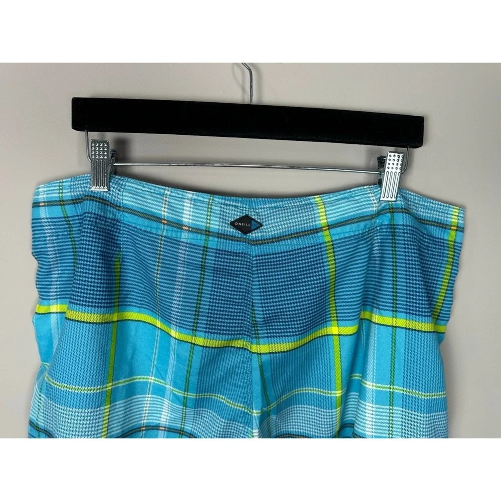 Men's O'Neill Blue Plaid Board Shorts Size‎ 38